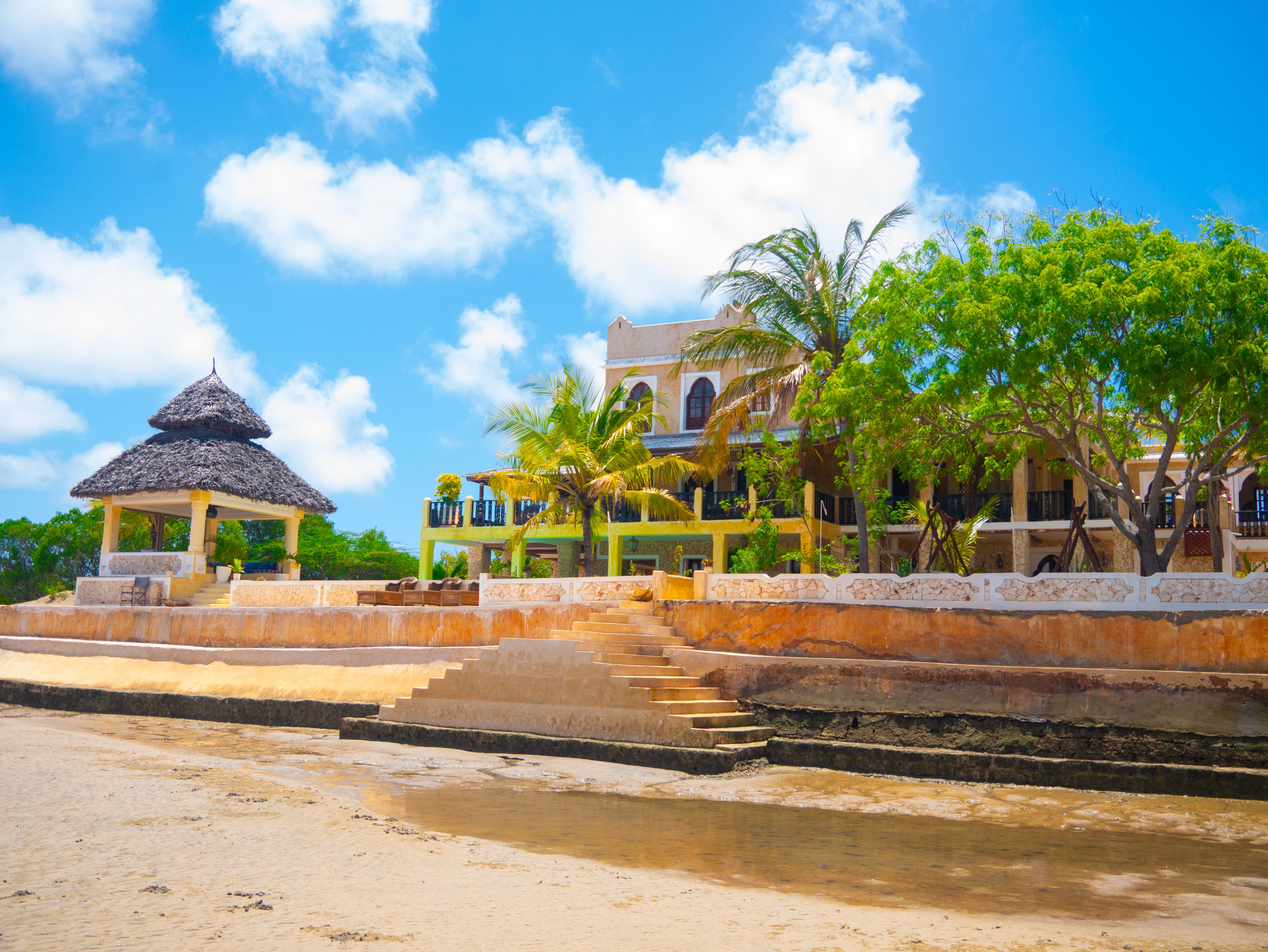 Beautiful full front view of The Red Moon House luxury villa