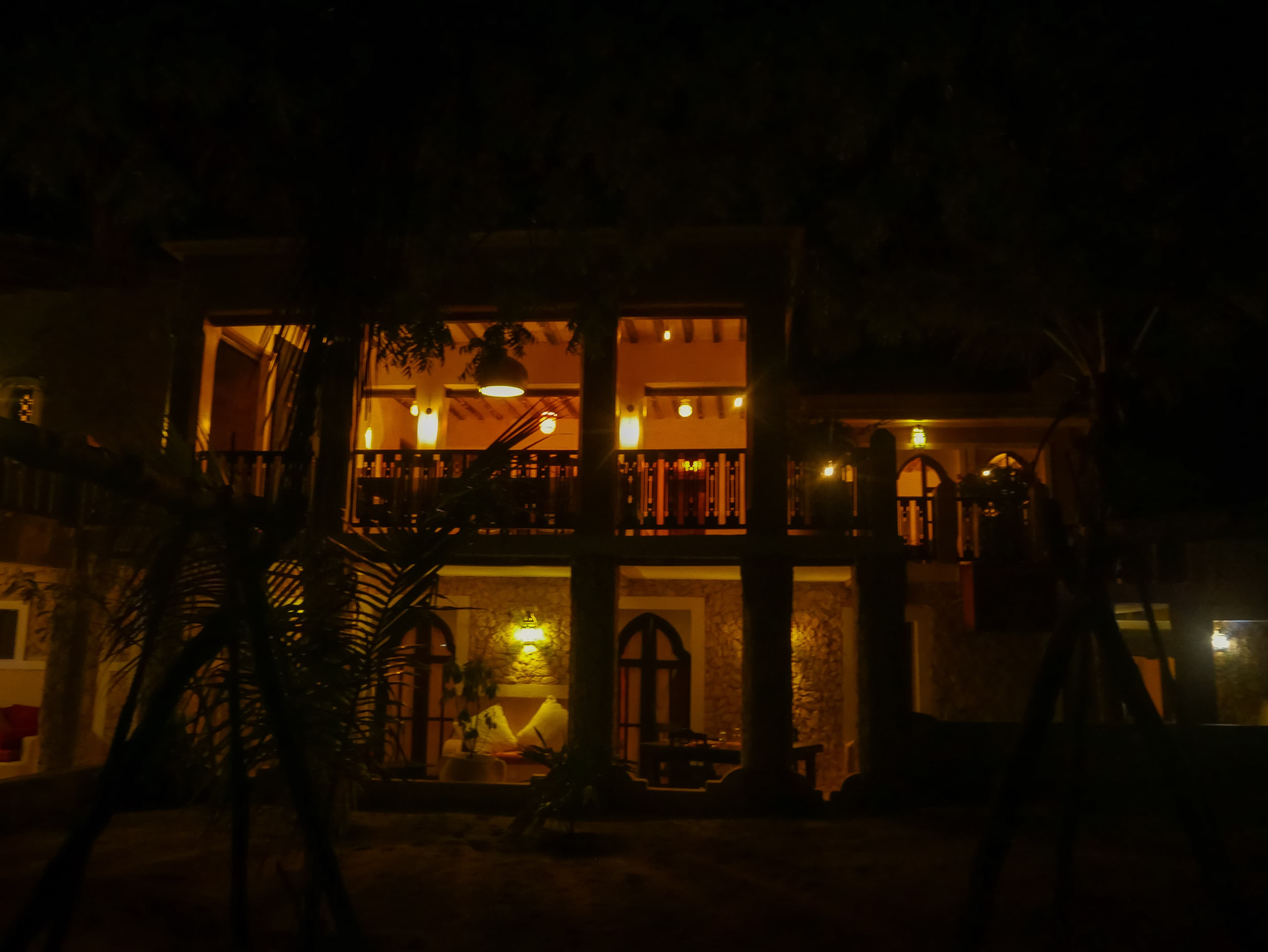 Whole house illuminated at night